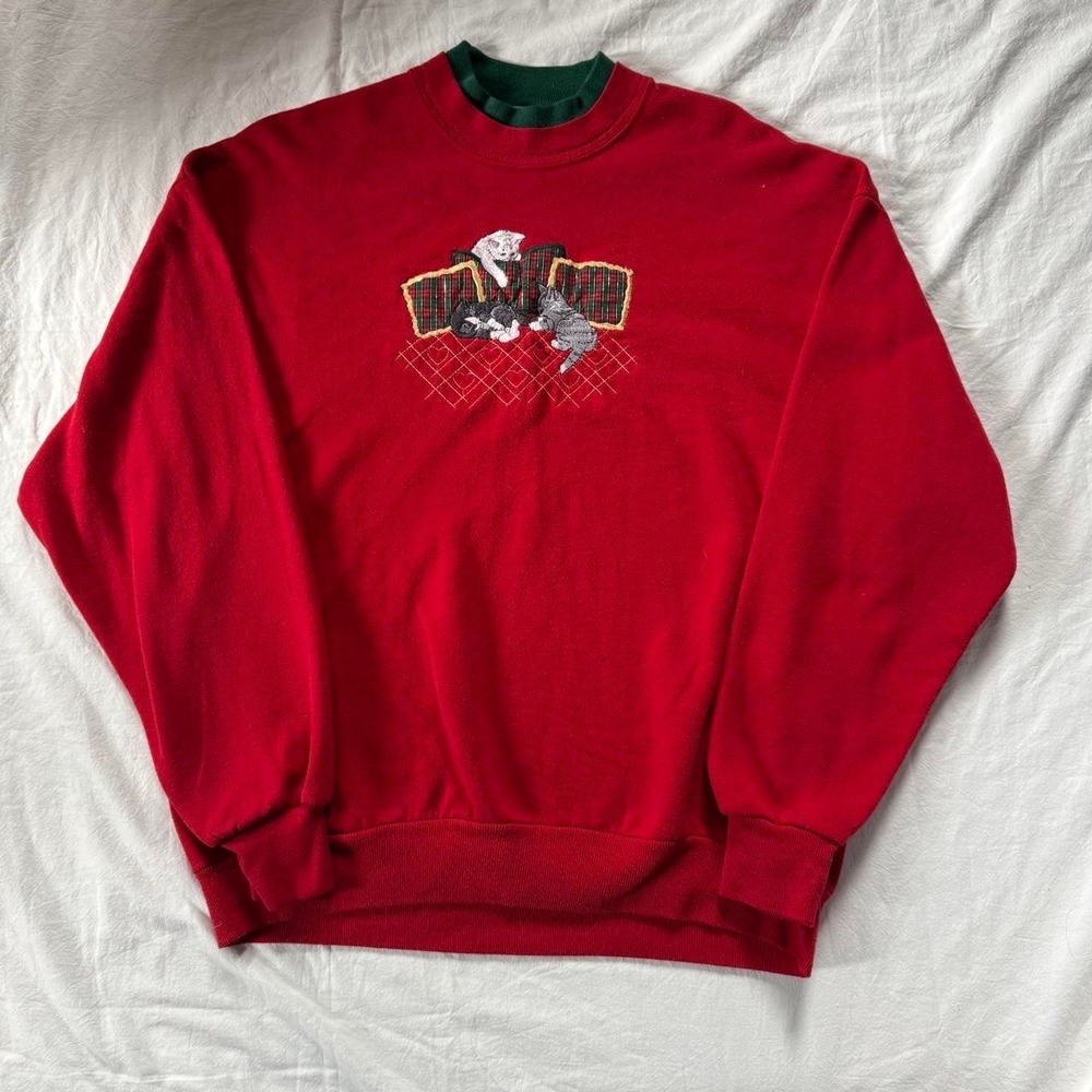 Vintage Kittens and Pillows Embroidered XL Sweatshirt" by Top Stitch
